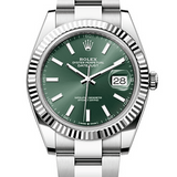 Shop Rolex Datejust 41 Oyster Green Dial Oystersteel & White Gold Strap Watch for Men - M126334-0027 in USA
