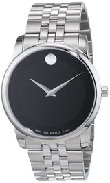 Movado Museum Classic Black Dial Silver Steel Strap Watch For Men - 606504 Buy Now By Movado