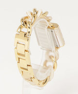 Shop Michael Kors Chain Lock Analog Crystals Silver Dial Gold Steel Strap Watch for Women - MK4809 in USA