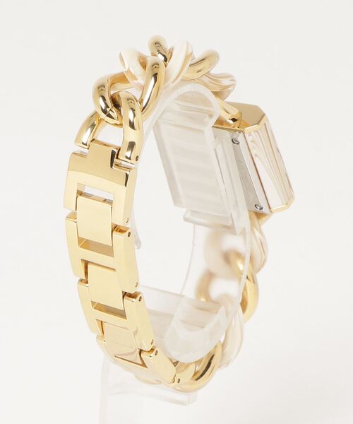 Shop Michael Kors Chain Lock Analog Crystals Silver Dial Gold Steel Strap Watch for Women - MK4809 in USA