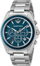 Emporio Armani Sportivo Chronograph Blue Dial Silver Steel Strap Watch For Men - AR6091 Buy Now By Emporio Armani