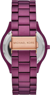 Shop Michael Kors Slim Runway Quartz Purple Dial Purple Steel Strap Watch For Women - MK4507 in USA