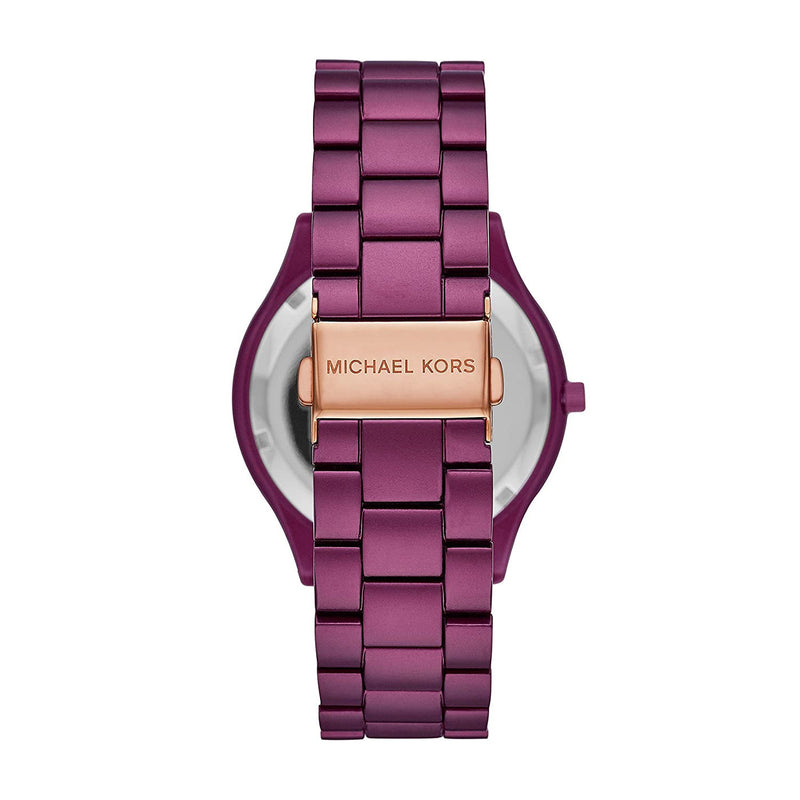 Shop Michael Kors Slim Runway Quartz Purple Dial Purple Steel Strap Watch For Women - MK4507 in USA