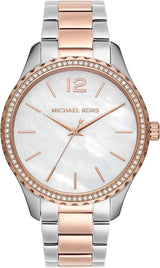 Michael Kors Layton Three Hand Mother of Pearl White Dial Two Tone Steel Strap Watch For Women - MK6849 Buy Now By Michael Kors