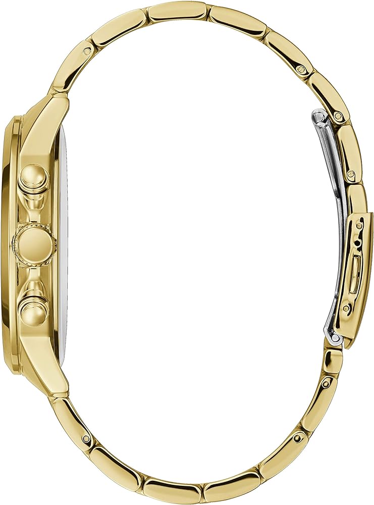 Guess Horizon Chronograph Black Dial Gold Steel Strap Watch For Men - W0379G4 Buy Now By Guess