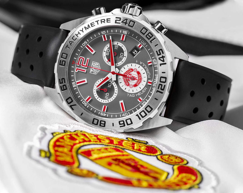 Tag Heuer Formula 1 Manchester United Special Edition Grey Dial Black Silicone Strap Watch for Men - CAZ101M.FT8024 Buy Now By Tag Heuer