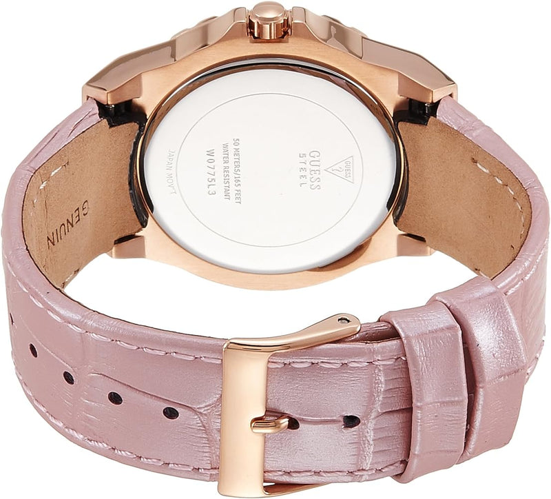 Shop Guess Limelight Quartz Analog White Dial Pink Leather Strap Watch For Women - W0775l3 in USA