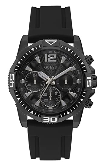 Shop Guess Commander Black Dial Black Rubber Strap Watch for Men - GW0211G3 in USA