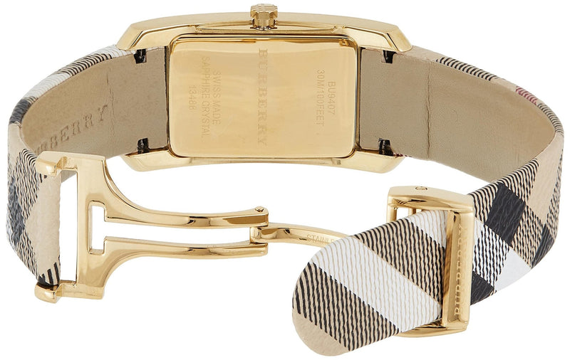 Burberry Pioneer Champagne Dial Haymarket Beige Leather Strap Watch for Women - BU9407 Buy Now By Burberry