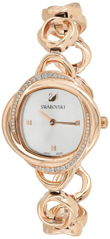 Shop Swarovski Crystal Flower Silver Dial Rose Gold Steel Strap Watch for Women - 5547626 in USA