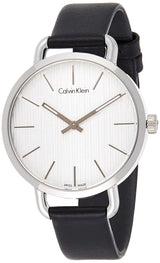Calvin Klein Even Silver Black Leather Strap Watch for Women - K7B231C6 Buy Now By Calvin Klein