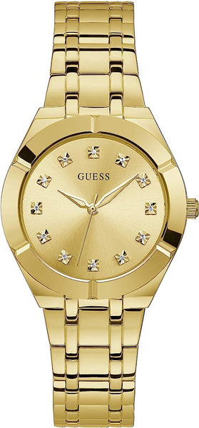 Shop Guess Crystalline Diamonds Gold Dial Gold Steel Strap Watch for Women - GW0114L2 in USA