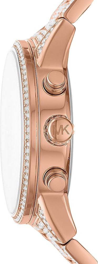 Michael Kors Ritz Three-Hand Glitz Rose Gold Dial Rose Gold Steel Strap Watch for Women - MK6748