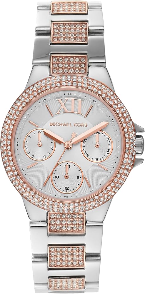 Shop Michael Kors Camille Multifunction White Dial Two Tone Steel Strap Watch For Women - MK6846 in USA