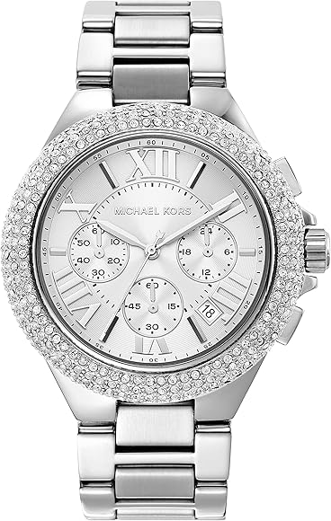 Shop Michael Kors Camille Crystals Quartz Silver Dial Silver Steel Strap Watch for Women - MK6993 in USA