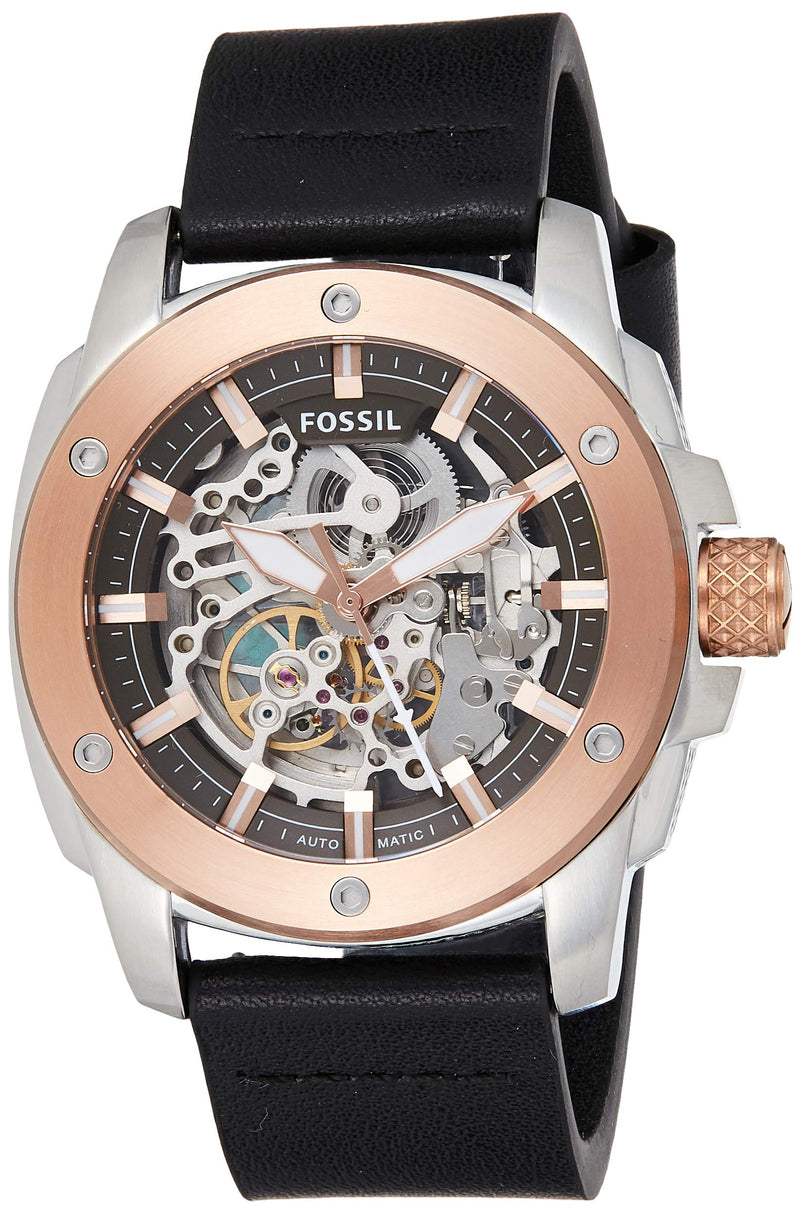 Fossil Modern Machine Automatic Skeleton Dial Black Leather Strap Watch for Men - ME3082 Buy Now By Fossil