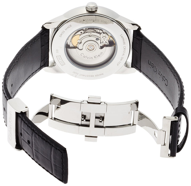Calvin Klein Infinity Automatic Black Dial Black Leather Strap Watch for Men - K5S341C1 Buy Now By Calvin Klein