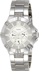 Shop Guess Vista Diamonds Silver Dial Silver Steel Strap Watch for Women - W12080L1 in USA
