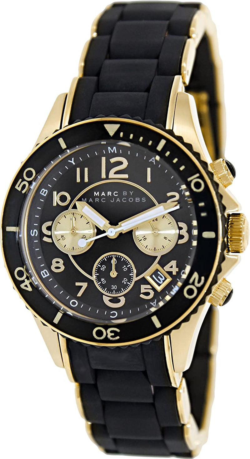 Marc Jacobs Rock Chronograph Black Dial Black Silicone Strap Watch for Women - MBM2598 Buy Now By Marc Jacobs