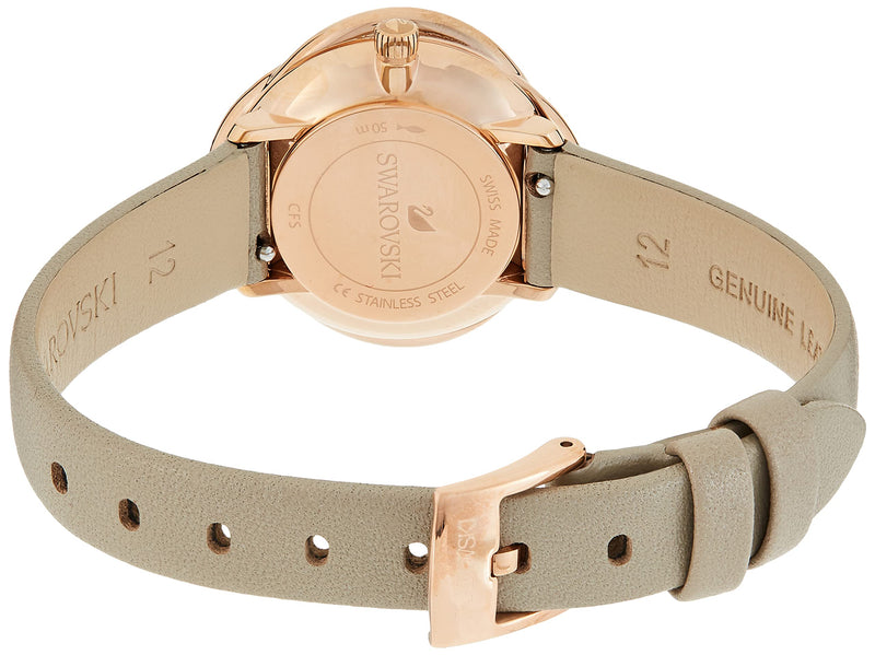 Shop Swarovski Crystal Flower Grey Dial Grey Leather Strap Watch for for Women - 5552424 in USA