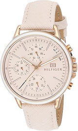 Shop Tommy Hilfiger Carly Cream Dial Cream Leather Strap Watch for Women -1781789 in USA
