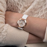 Guess Wonderlust Beige Dial Pink Leather Strap Watch for Women - W1065L1 Buy Now By Guess