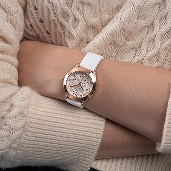 Guess Wonderlust Beige Dial Pink Leather Strap Watch for Women - W1065L1 Buy Now By Guess