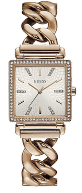 Shop Guess Vanity Diamonds Silver Dial Gold Steel Strap Watch for Women - W1030L4 in USA