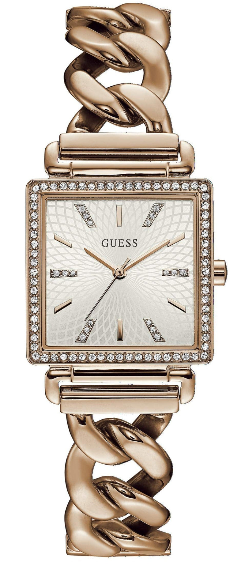 Shop Guess Vanity Diamonds Silver Dial Gold Steel Strap Watch for Women - W1030L4 in USA