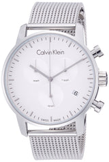Calvin Klein City Chronograph White Dial Silver Mesh Bracelet Watch for Men - K2G27126 Buy Now By Calvin Klein