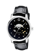 Shop Gucci G-Timeless Moonphase Black Dial Black Leather Strap Watch For Men - YA126327 in USA