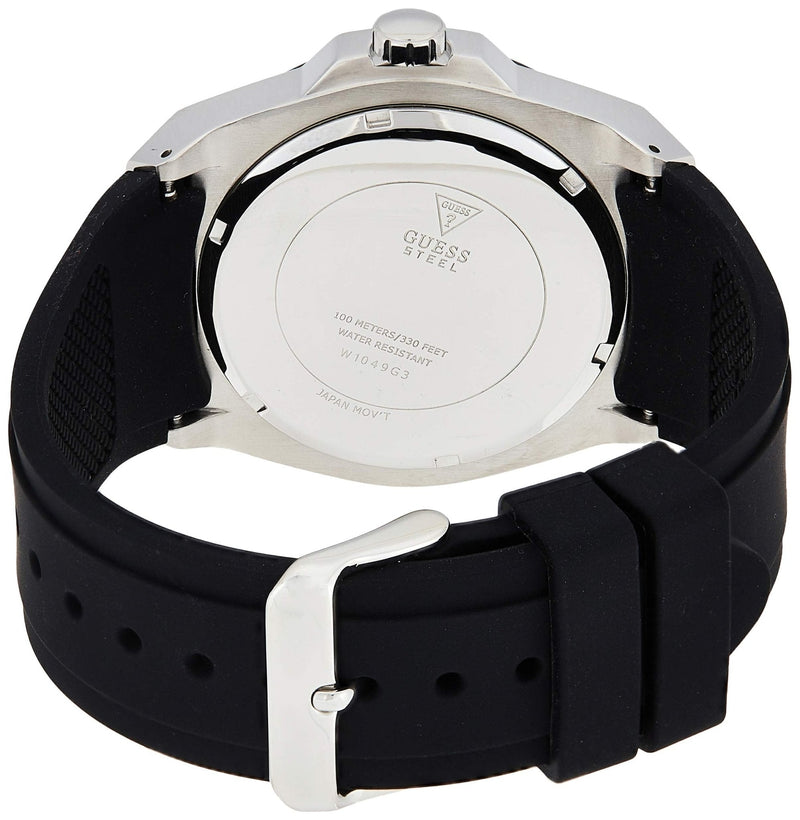 Guess Legacy White Dial Black Rubber Strap Watch For Men - W1049G3 Buy Now By Guess