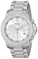 Shop Movado Series 800 Chronograph Silver Dial Silver Steel Strap Watch For Men - 2600111 in USA