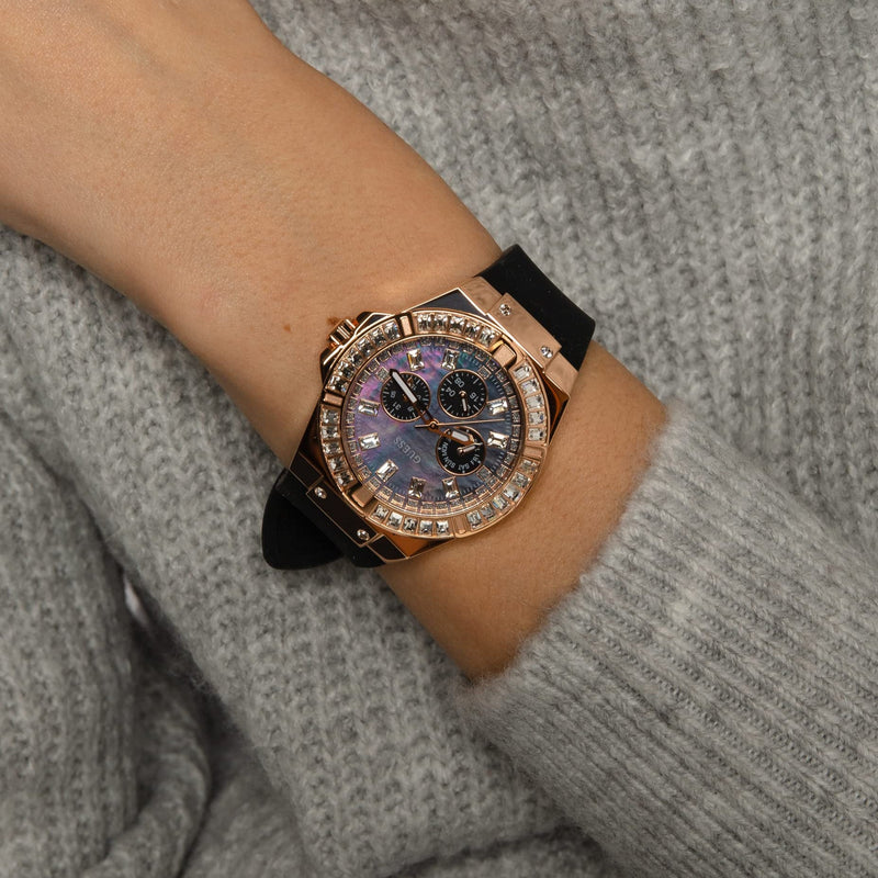 Shop Guess Venus Diamonds Black Dial Black Rubber Strap Watch for Women - GW0118L2 in USA