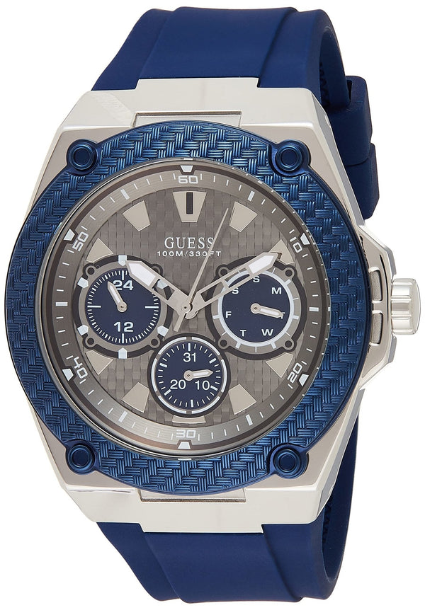 Shop Guess Legacy Grey Dial Blue Silicone Strap Watch For Men - W1049G1 in USA