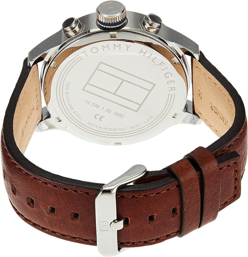 Shop Tommy Hilfiger Sport Multifunction Blue Dial Brown Leather Strap Watch for Men - 1791137 in USA