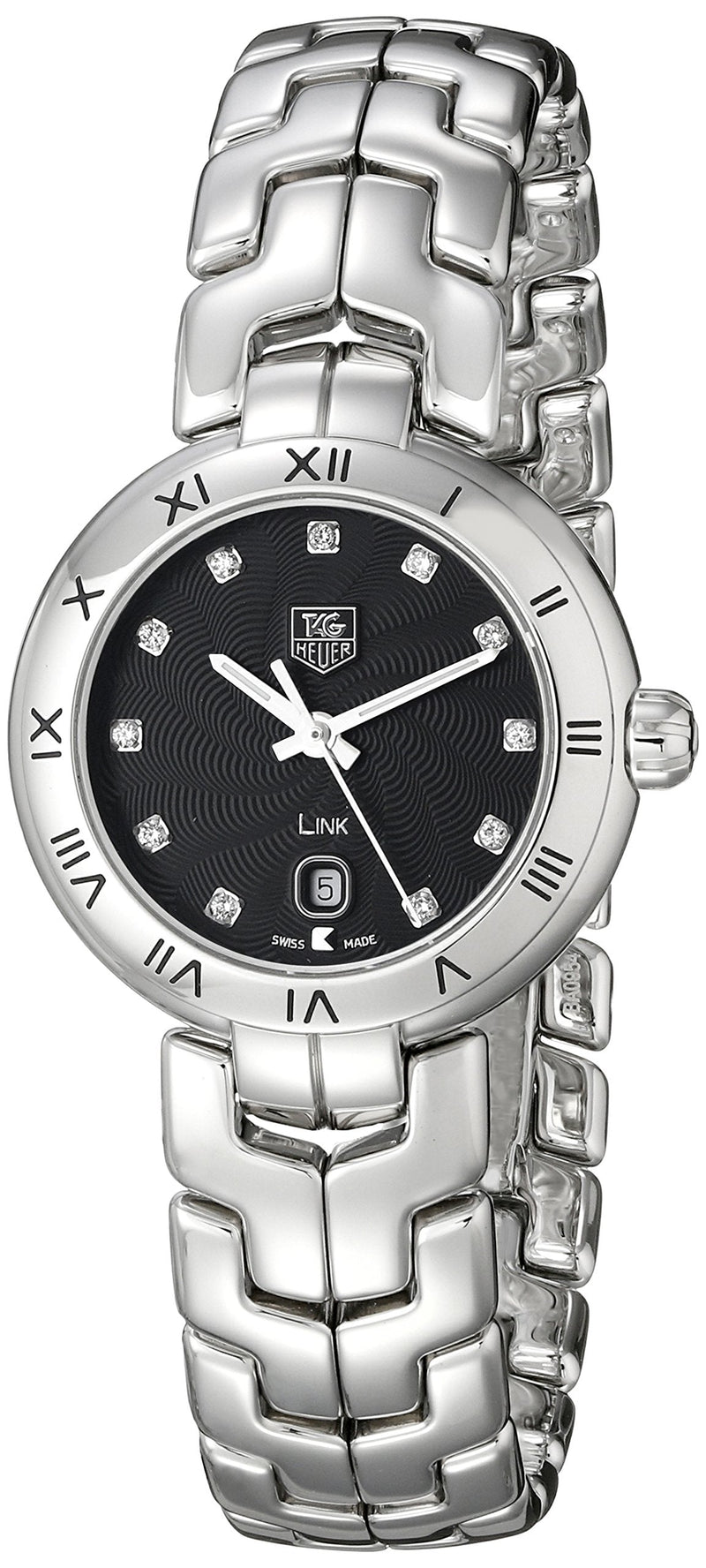 Shop Tag Heuer Link Quartz Diamonds Black Dial Silver Steel Strap Watch for Women - WAT1410.BA0954 in USA