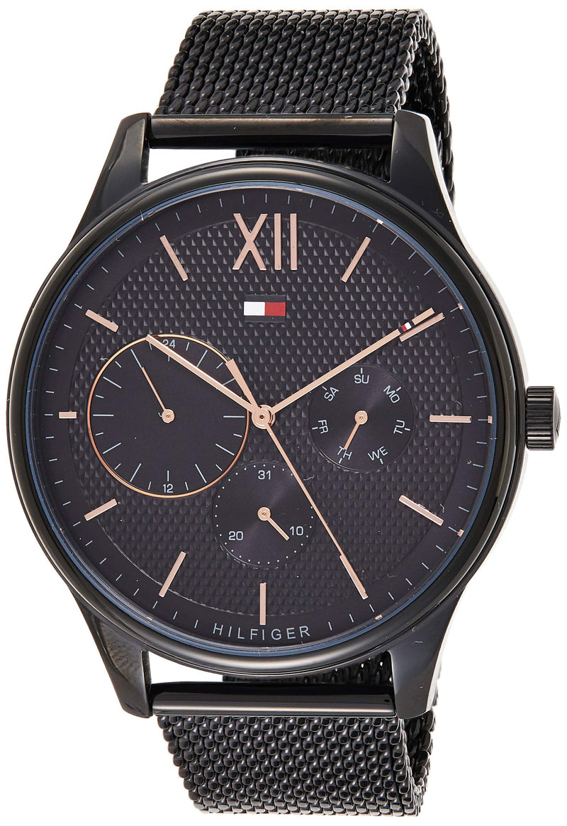 Shop Tommy Hilfiger Damon Quartz Black Dial Black Mesh Bracelet Watch for Men - 1791420 in USA