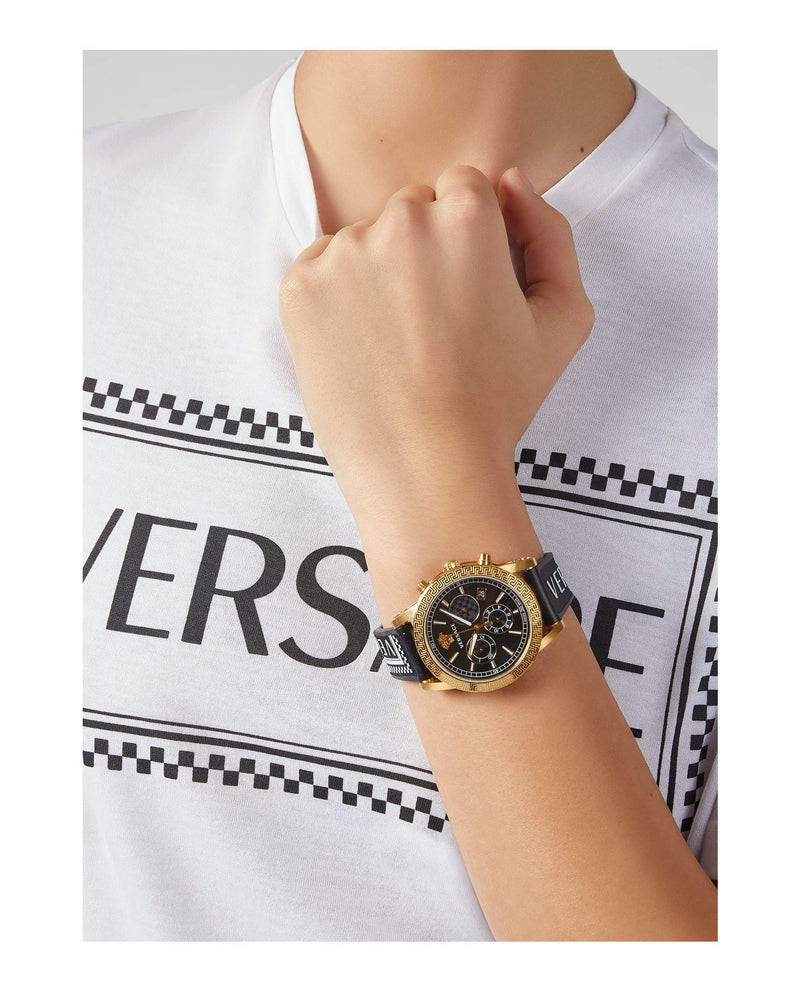 Versace Sports Tech Chronograph Black Dial Black Rubber Strap Watch for Men - VELT00119 Buy Now By Versace