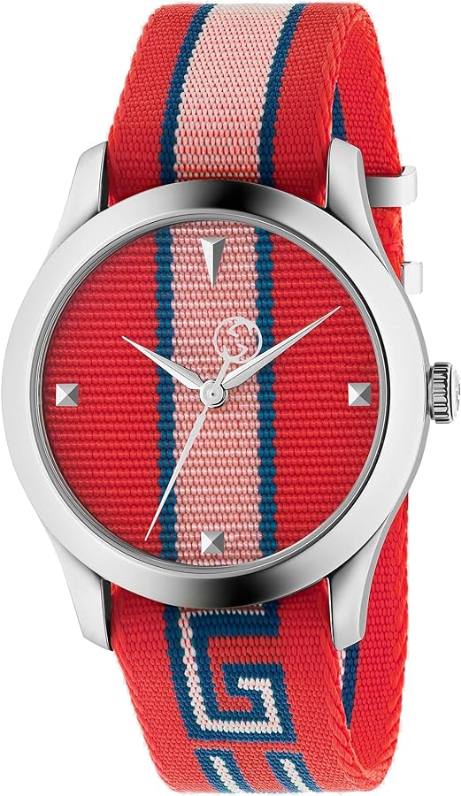 Shop Gucci G Timeless Quartz Red Dial Two Tone NATO Strap Watch For Men - YA1264070 in USA