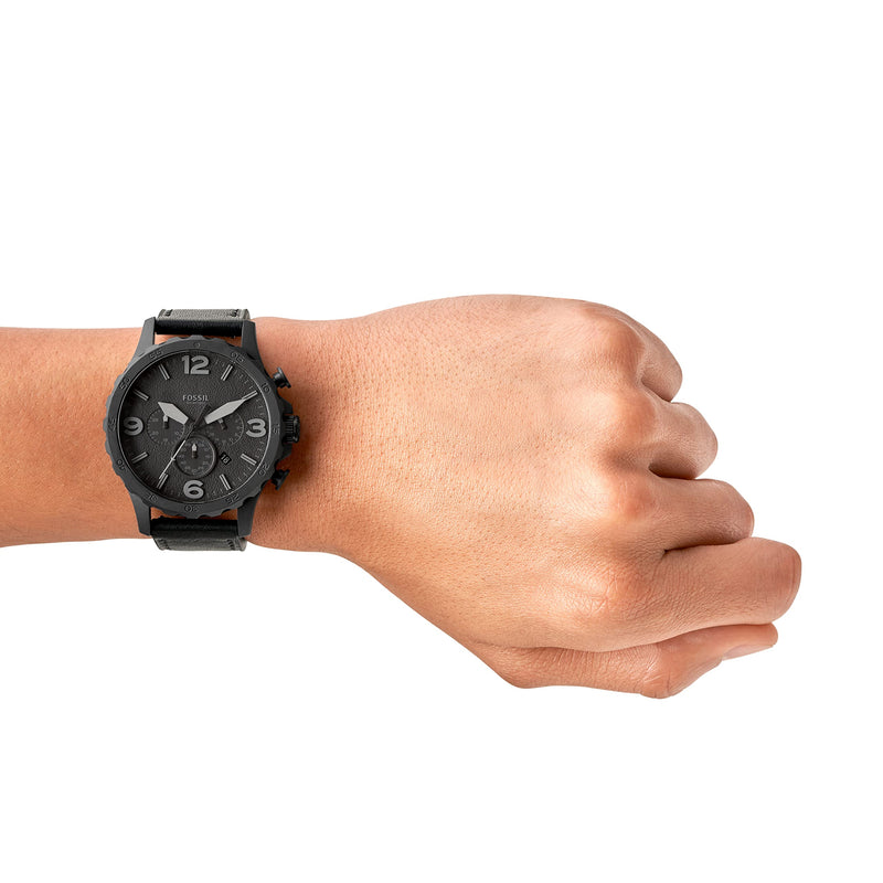 Fossil Nate Chronograph Black Dial Black Steel Strap Watch for Men - JR1401 Buy Now By Fossil