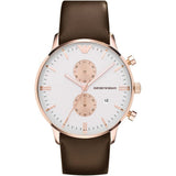 Emporio Armani Gianni Classic Chronograph White Dial Brown Leather Strap Watch For Men - AR0398 Buy Now By Emporio Armani