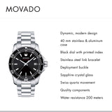 Shop Movado Series 800 Black Dial Silver Steel Strap Watch For Men - 2600135 in USA