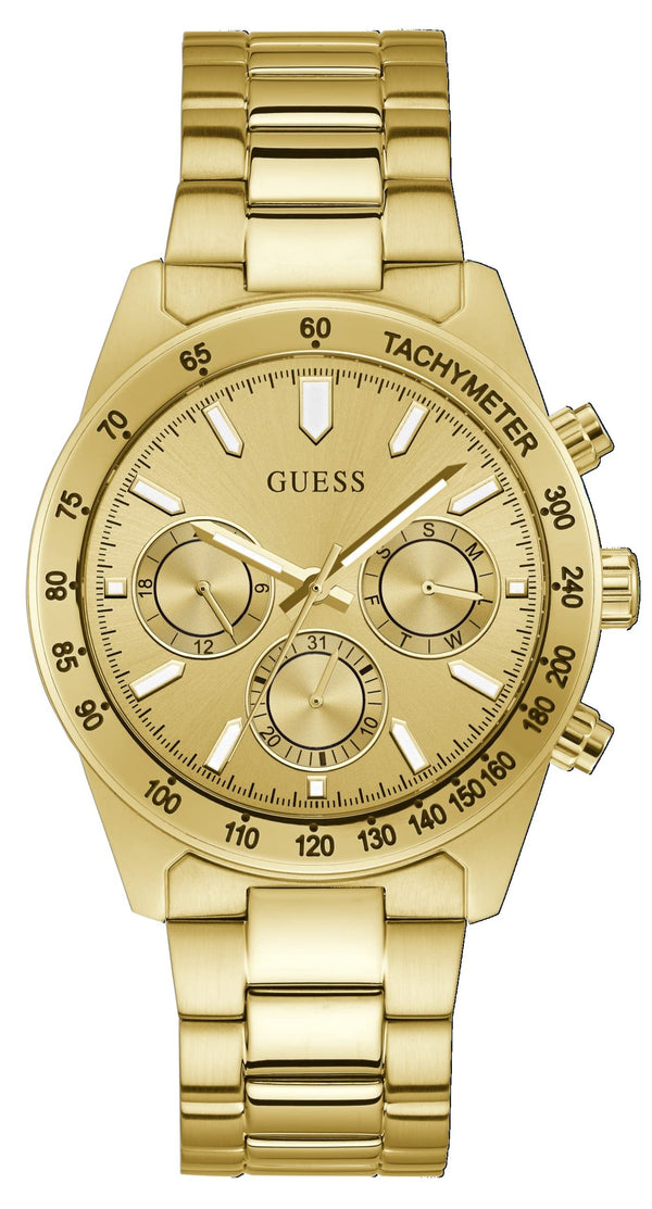 Shop Guess Analog Chronograph Gold Dial Gold Steel Strap Watch for Men - GW0329G3 in USA
