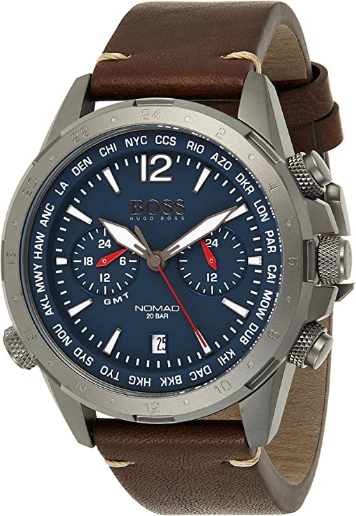 Hugo Boss Nomad Blue Dial Brown Leather Strap Watch for Men - 1513773 Buy Now By Hugo Boss
