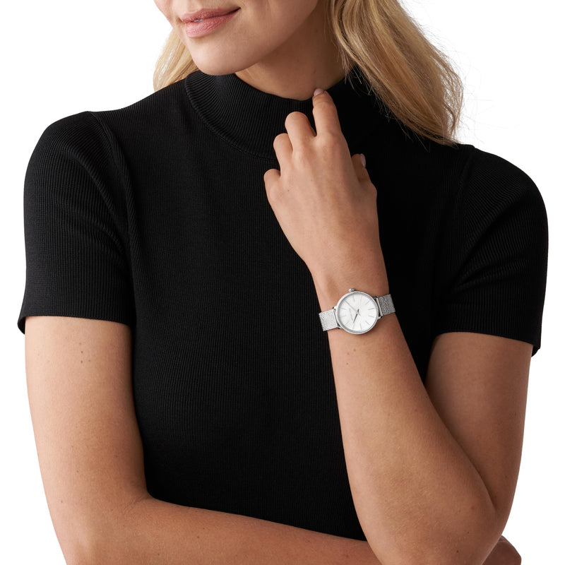 Michael Kors Pyper Quartz Mother of Pearl White Dial Silver Mesh Strap Watch For Women - MK4618 Buy Now By Michael Kors