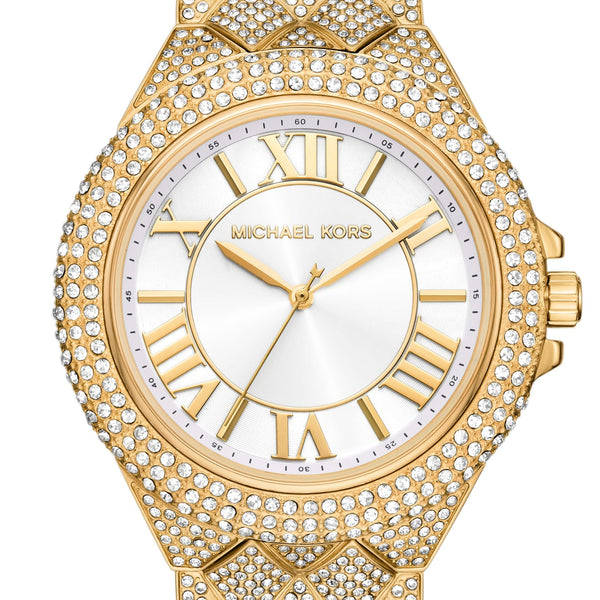 Shop Michael Kors Camille Three-Hand Crystals White Dial Gold Steel Strap Watch for Women - MK4800 in USA