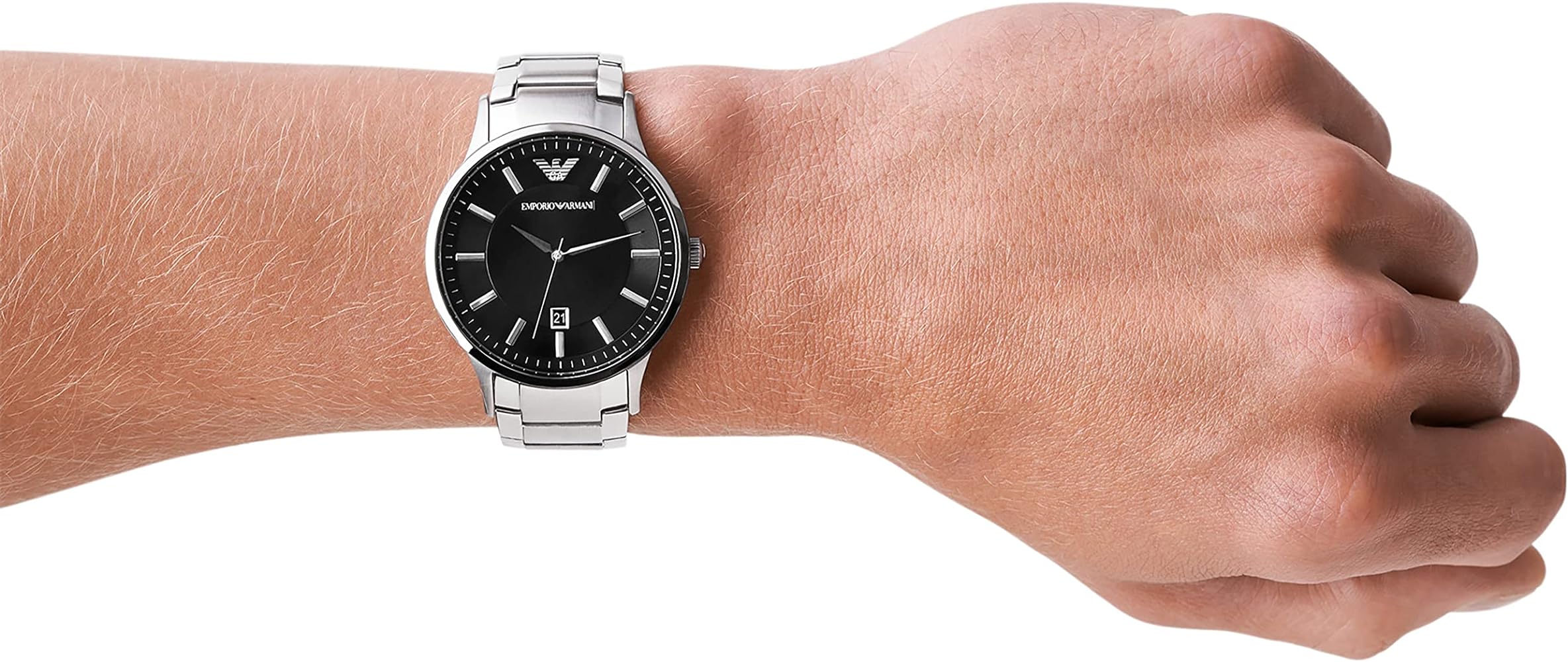 Emporio Armani Renato Quartz Black Dial Silver Steel Strap Watch For Men - AR11181