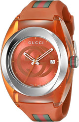 Shop Gucci Sync XXL Quartz Orange Dial Orange Rubber Strap Unisex Watch - YA137108 in USA