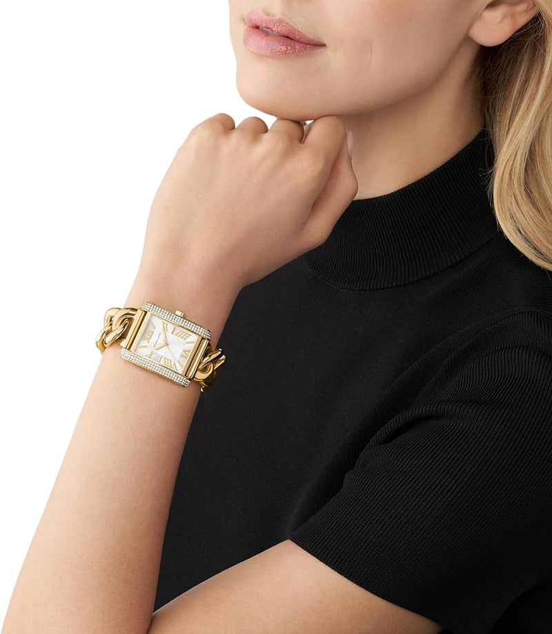 Michael Kors Emery Three Hand Silver Dial Gold Steel Strap Watch For Women - Mk7300 Buy Now By Michael Kors